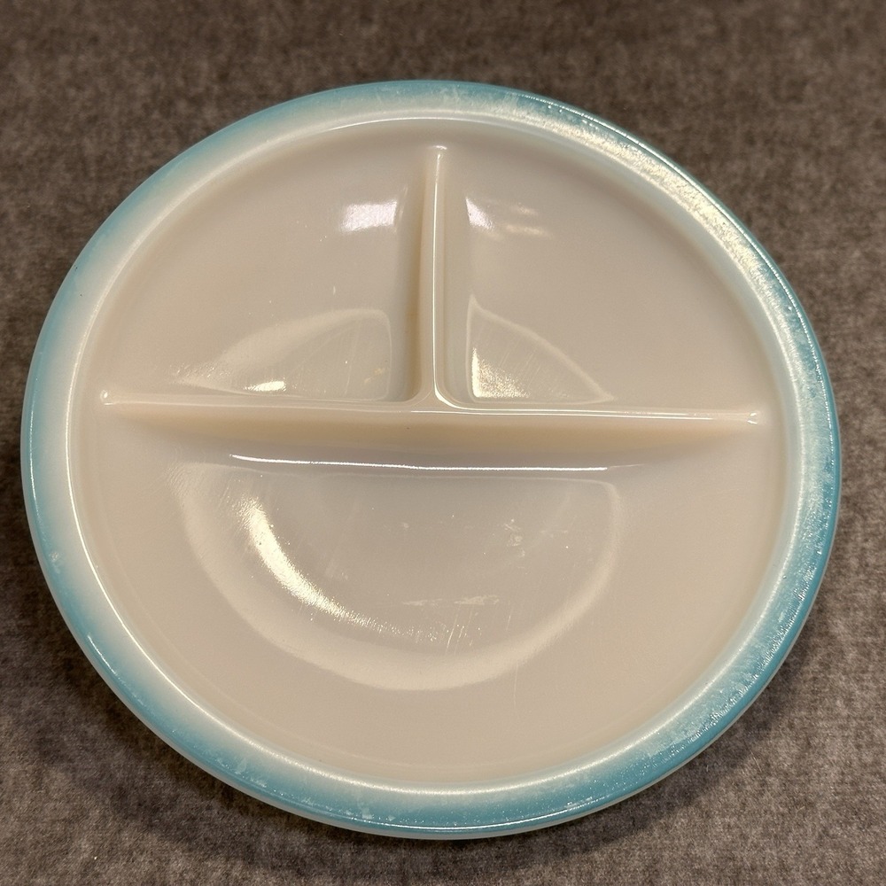 Rare Vintage Fire King Anchor Hocking Glassware Divided Child's Plate 1930's